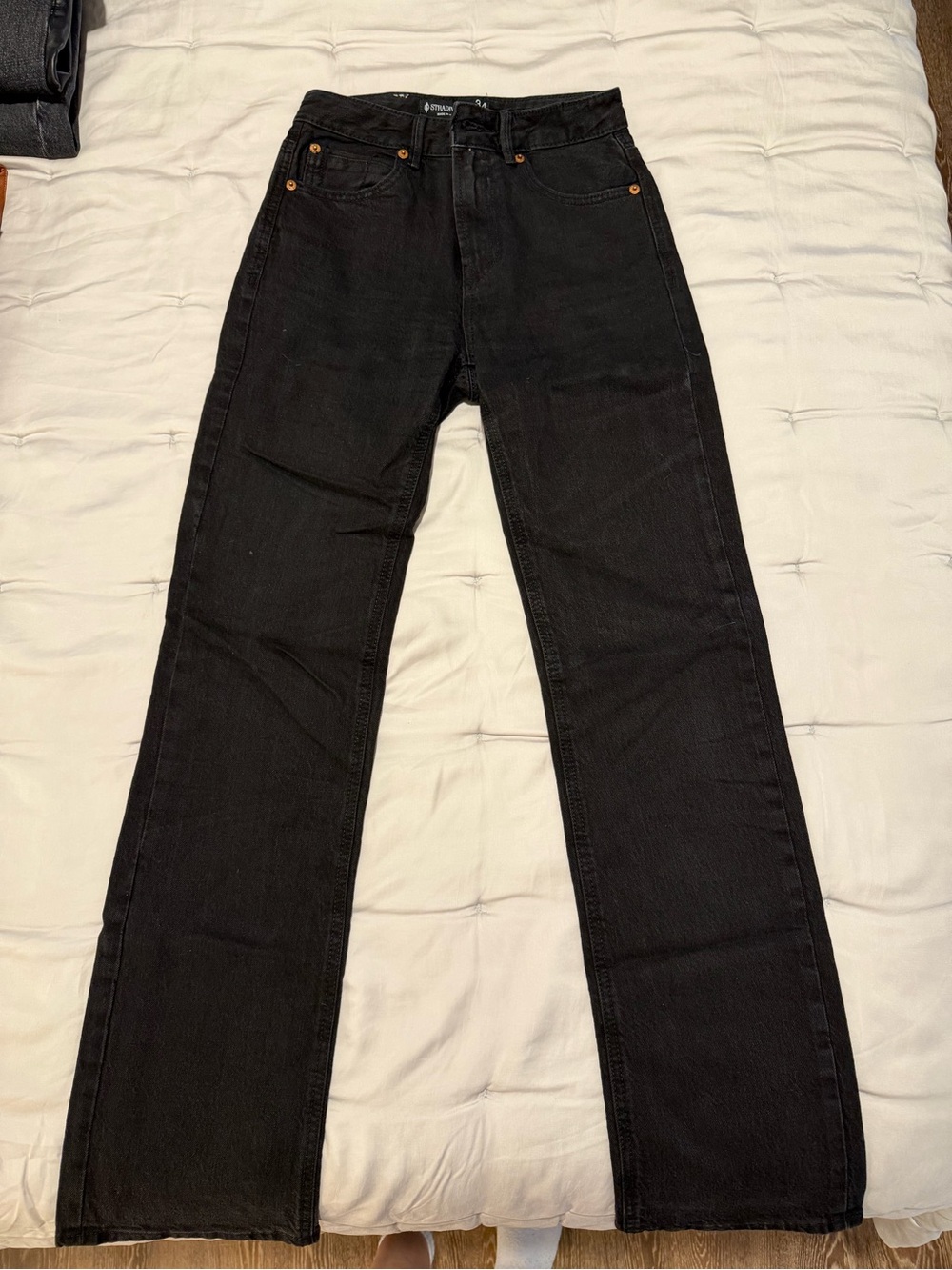 stradivarius Black Straight-Leg High-Rise Jeans